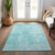 10' X 14' Teal Blue And Ivory Abstract Washable Indoor Outdoor Area Rug Transitional Style - Teal Blue, Ivory Color