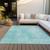 10' X 14' Teal Blue And Ivory Abstract Washable Indoor Outdoor Area Rug Transitional Style - Teal Blue, Ivory Color