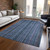 9' X 12' Blue Gray And Sky Blue Striped Washable Indoor Outdoor Area Rug