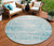 8' Teal Blue Aqua And Ivory Round Abstract Washable Indoor Outdoor Area Rug - Teal Blue, Aqua, Ivory