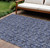 8' X 10' Navy Blue Denim Blue And Ivory Floral Washable Indoor Outdoor Area Rug