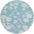 8' Sky Blue And Ivory Round Floral Washable Indoor Outdoor Area Rug Transitional Style - Sky Blue, Ivory Color