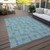 9' X 12' Teal Blue And Ivory Geometric Washable Indoor Outdoor Area Rug - 608219325244