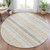 8' Ivory And Beige Round Striped Washable Indoor Outdoor Area Rug - Ivory, Beige