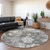 8' Gray And Charcoal Round Floral Washable Indoor Outdoor Area Rug - 880016535563