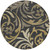 8' Black Taupe And Gold Round Floral Washable Indoor Outdoor Area Rug
