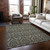 8' X 10' Taupe and Beige Damask Washable Non Skid Indoor Outdoor Area Rug
