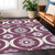 8' X 10' Eggplant Ivory And Gray Medallion Washable Indoor Outdoor Area Rug