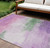 9' X 12' Lilac Lavender And Green Abstract Washable Indoor Outdoor Area Rug