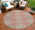 8' Salmon And Beige Round Floral Washable Indoor Outdoor Area Rug
