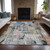 9' X 12' Blue Black And Copper Abstract Washable Indoor Outdoor Area Rug