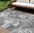 10' X 14' Gray And Charcoal Floral Washable Indoor Outdoor Area Rug
