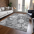 10' X 14' Gray And Charcoal Floral Washable Indoor Outdoor Area Rug