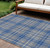 9' X 12' Gray Blue And Ivory Plaid Washable Indoor Outdoor Area Rug