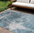 9' X 12' Teal Blue Navy Blue And Gray Abstract Washable Indoor Outdoor Area Rug