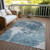 9' X 12' Teal Blue Navy Blue And Gray Abstract Washable Indoor Outdoor Area Rug
