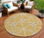 8' Gold And Ivory Round Geometric Washable Indoor Outdoor Area Rug Contemporary Style - Gold, Ivory Color