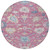 8' Pink Ivory And Denim Blue Round Floral Washable Indoor Outdoor Area Rug
