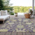 10' X 14' Eggplant Beige And Green Floral Washable Indoor Outdoor Area Rug