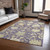 10' X 14' Eggplant Beige And Green Floral Washable Indoor Outdoor Area Rug