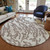 8' Taupe Brown And Ivory Round Animal Print Washable Indoor Outdoor Area Rug