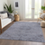9' X 12' Blue And Gray Floral Washable Indoor Outdoor Area Rug