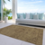 9' X 12' Brown And Tan Floral Washable Indoor Outdoor Area Rug