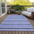 9' X 12' Blue Striped Washable Non Skid Indoor Outdoor Area Rug - Blue