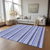 9' X 12' Blue Striped Washable Non Skid Indoor Outdoor Area Rug