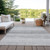 8' X 10' Gray And Silver Striped Washable Indoor Outdoor Area Rug - Gray, Silver