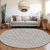8' Gray And Ivory Round Geometric Washable Indoor Outdoor Area Rug