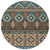 8' Brown Teal Blue And Coral Round Aztec Washable Indoor Outdoor Area Rug