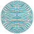 8' Teal Blue And Ivory Round Animal Print Washable Indoor Outdoor Area Rug