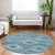 8' Teal Blue And Aqua Round Southwestern Washable Indoor Outdoor Area Rug