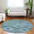 8' Teal Blue And Aqua Round Southwestern Washable Indoor Outdoor Area Rug