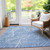 8' X 10' Blue And Ivory Abstract Washable Indoor Outdoor Area Rug