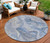 8' Denim Blue And Ivory Round Abstract Washable Indoor Outdoor Area Rug - Denim Blue, Ivory