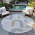 8' Silver And Gold Round Geometric Washable Indoor Outdoor Area Rug