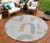 8' Silver And Gold Round Geometric Washable Indoor Outdoor Area Rug