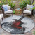 8' Gray Charcoal And Red Round Abstract Washable Indoor Outdoor Area Rug