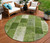8' Olive Green And Artichoke Green Round Patchwork Washable Indoor Outdoor Area Rug