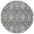 8' Gray Ivory And Navy Blue Round Floral Medallion Washable Indoor Outdoor Area Rug