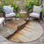 8' Rust And Charcoal Round Abstract Washable Indoor Outdoor Area Rug