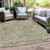 8' X 10' Fern Green And Beige Floral Medallion Washable Indoor Outdoor Area Rug