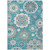 9' X 12' Teal Blue Taupe And Gray Floral Medallion Washable Indoor Outdoor Area Rug