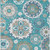 9' X 12' Teal Blue Taupe And Gray Floral Medallion Washable Indoor Outdoor Area Rug