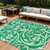10' X 14' Mint Green And Ivory Floral Washable Indoor Outdoor Area Rug