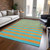 8' X 10' Aqua Striped Washable Non Skid Indoor Outdoor Area Rug