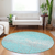 8' Aqua And Teal Blue Round Abstract Washable Indoor Outdoor Area Rug