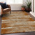 10' X 14' Brown Gray And Ivory Striped Washable Indoor Outdoor Area Rug